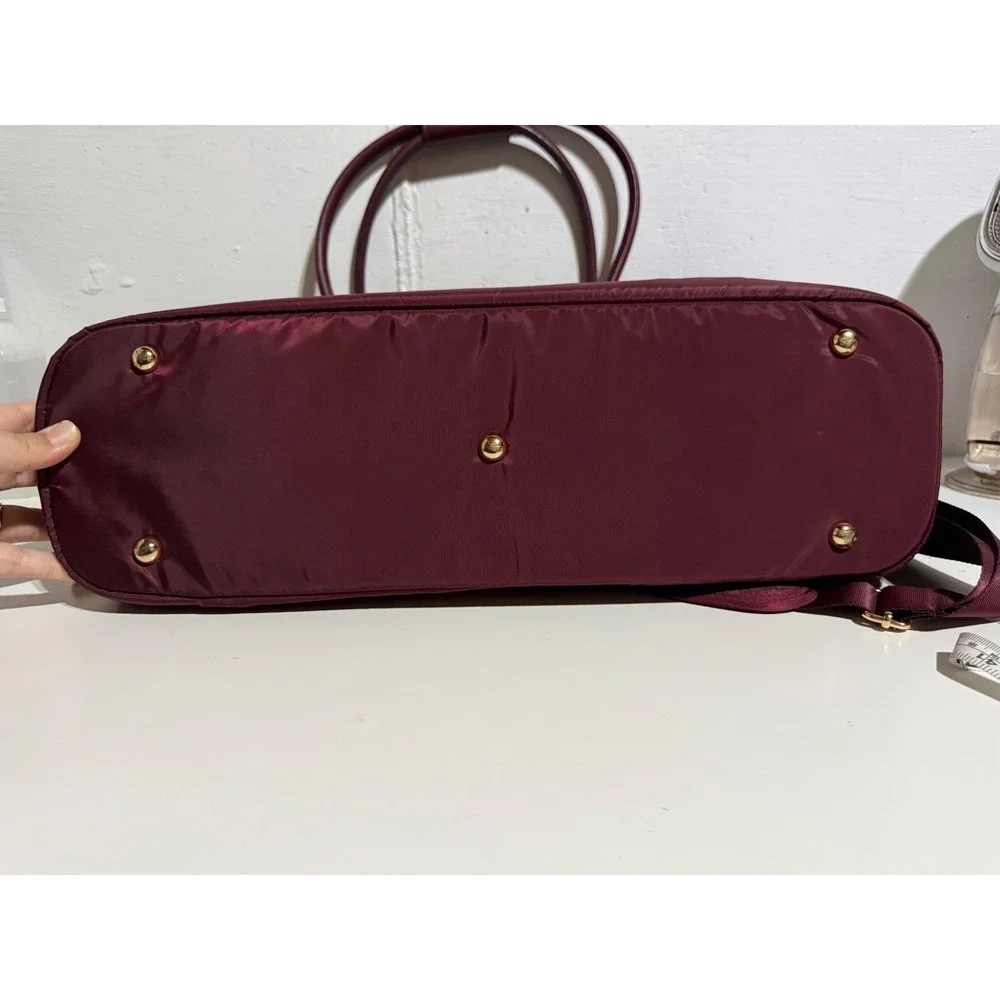 Unbranded Burgundy Quilted Puffer Tote Bag Large Nylon Travel Gym Weekender